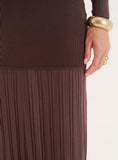 Chocolate Knitted Drop Waist Maxi Skirt