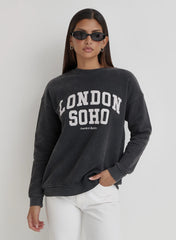 Acid Wash London Slogan Classic Longline Sweatshirt
