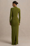 Melissa Olive Long Sleeve Wrap Maxi Dress With Draped Detailing