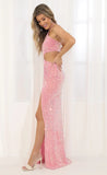 Halter Sequin Maxi Dress in Pink