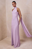 Cara Lilac Matte Satin High Neck Maxi Dress
