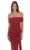 Lace Tassel Wrap Maxi Dress in Maroon