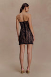 Jeannette Panelled Lace Mini Dress Black