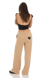 Heart Pocket Sweatpants in Tan