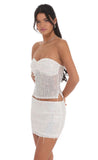 Fringe Sequin Skirt in White