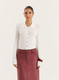 Off White Lightweight Knitted Button Down Top