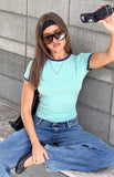 Brodie Green Contrast Bind Jersey Tee