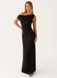 Heart Of Glass Satin Maxi Dress Black