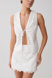 Tessa Broderie Tie Front Sleeveless Top White