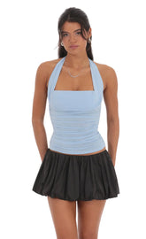Satin Bubble Skort in Black