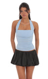 Satin Bubble Skort in Black