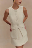 Camilla Boucle Sleeveless Vest Ivory