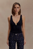 Spencer Slinky Top with Hardware Black