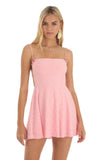 Floral Eyelet A Line Dress in Pink