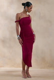 Angelique Burgundy Twisted Asymmetric Maxi Dress