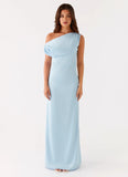 Heart Of Glass Satin Maxi Dress Blue
