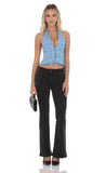 Plaid V Neck Halter Top in Blue