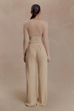 Frannie Gathered Silk Blend Knit Pants Sand