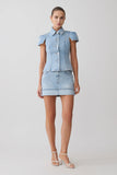 Lakoda Cuffed Denim Mini Skirt Washed Light Blue