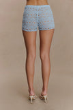Aeline Crochet Knit Shorts Sky Blue