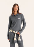 Dark Grey Fine Ribbed Jersey Long Sleeve Top