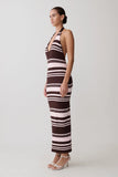 Brienne Stripe Midi Dress Pink Chocolate