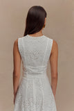 Arla Sleeveless Broderie Top White