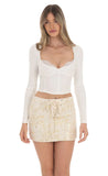 Gold Shimmer Ribbon Skirt in Cream