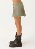 Roman Low Rise Denim Mini Skort Vintage Tan Wash