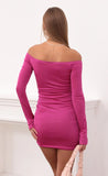 Off The Shoulder Ruched Dress in Pink