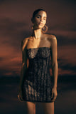 Jeannette Panelled Lace Mini Dress Black