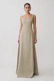 Salma Drop Waist Cotton Maxi Dress Sage