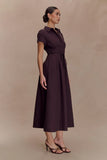 Aysha Buttoned Linen Midi Dress Chocolate