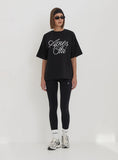 Black Embroidered Apres Ski Slogan T Shirt