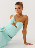Ravi One Shoulder Top Aqua