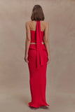 Samira Knit Wired Maxi Skirt Red