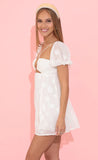 Chiffon Puff Sleeve Dress in White