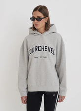 Grey Courchevel Slogan Oversized Hoodie