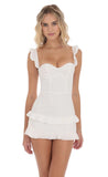 Ruffle Corset Dress in White