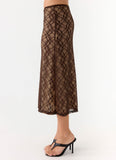 Malachie Lace Midi Skirt Chocolate