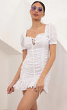 Puff Sleeve Eyelet Dress in White