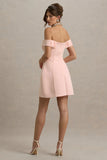 Lavender Pink Sweetheart Mini Dress With Bow Detail