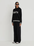 Black Knitted Wide Leg Trouser