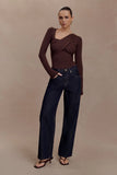 Kaylen Knit Long Sleeve Top Dark Chocolate