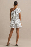 Orla White Polka Dot Asymmetric Ruffled Mini Dress