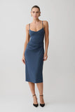 Vina Gathered Jersey Midi Dress Ink Blue