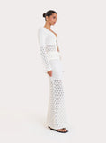 Cream Crochet Drop Waist Maxi Skirt