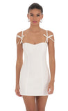 Bow Ties Bodycon Dress in White