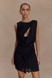 Oria Chiffon Mini Dress Black