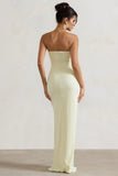 Cancun Ecru Crinkle Strapless Cut Out Maxi Dress With Twist